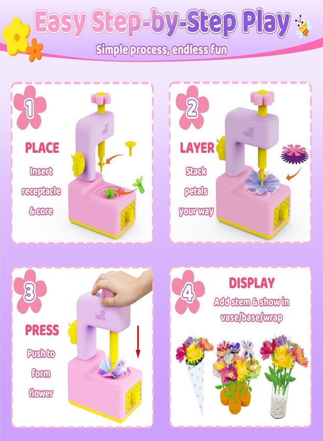 كيديتوس مجموعة ألعاب باقات الزهور القماشية من كيديتوس، ألعاب يدوية للأطفال - لعبة صنع الزهور، اصنعي باقة زهورك بنفسك، هدية عيد ميلاد فنية وحرفية للفتيات الصغيرات من عمر 3 سنوات فما فوق، نشاط تعليمي - Image 3